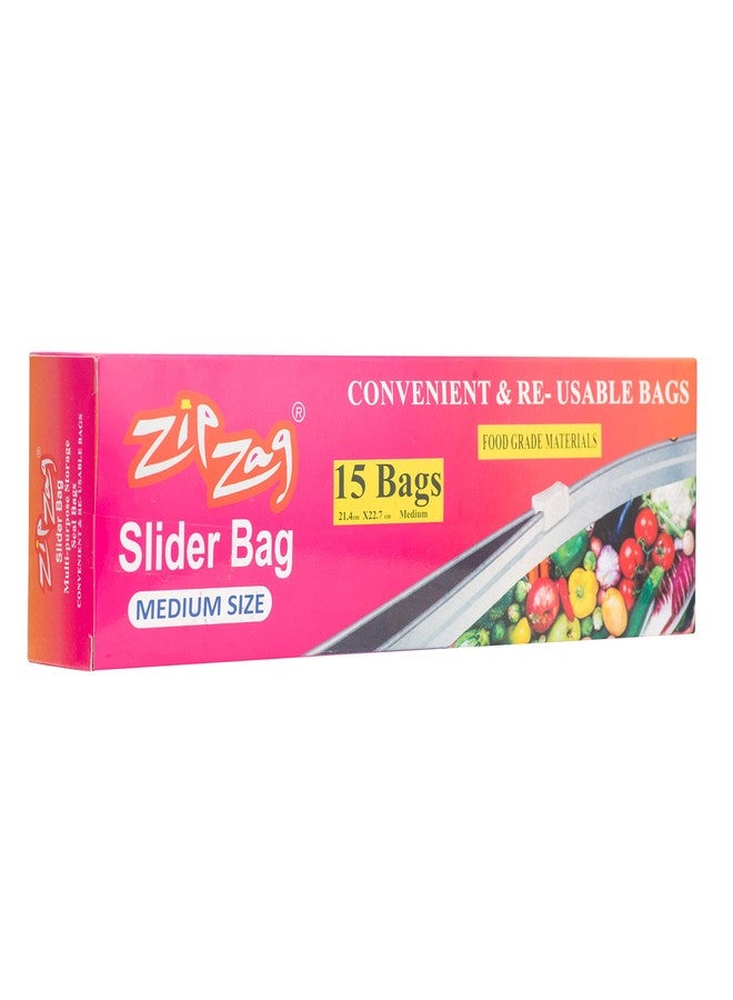 ZIPZAG Swab Zipper Seal Freezer Food Storage Microwave Safe,Re-Usable Bags (8.5 X 9 inch Medium) - Pack of 01- 15 Bag(Plastic, Multicolor) - Image 2